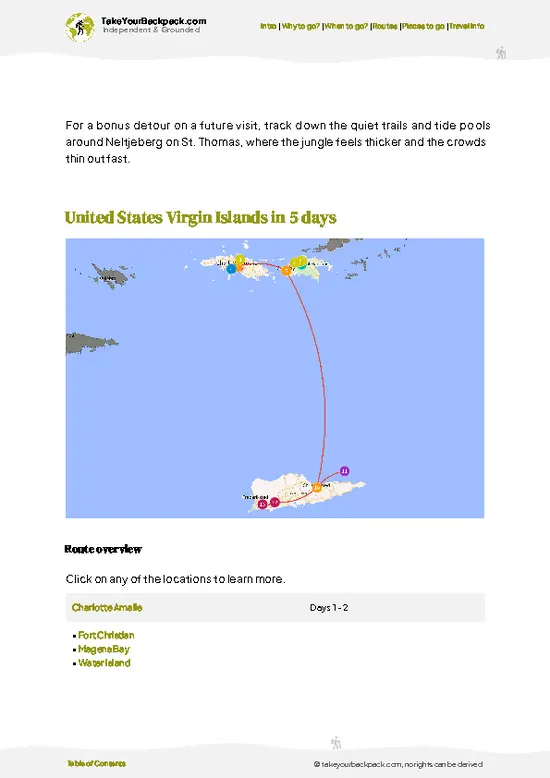 example page 4 from our offline Travel Guide for United States Virgin Islands